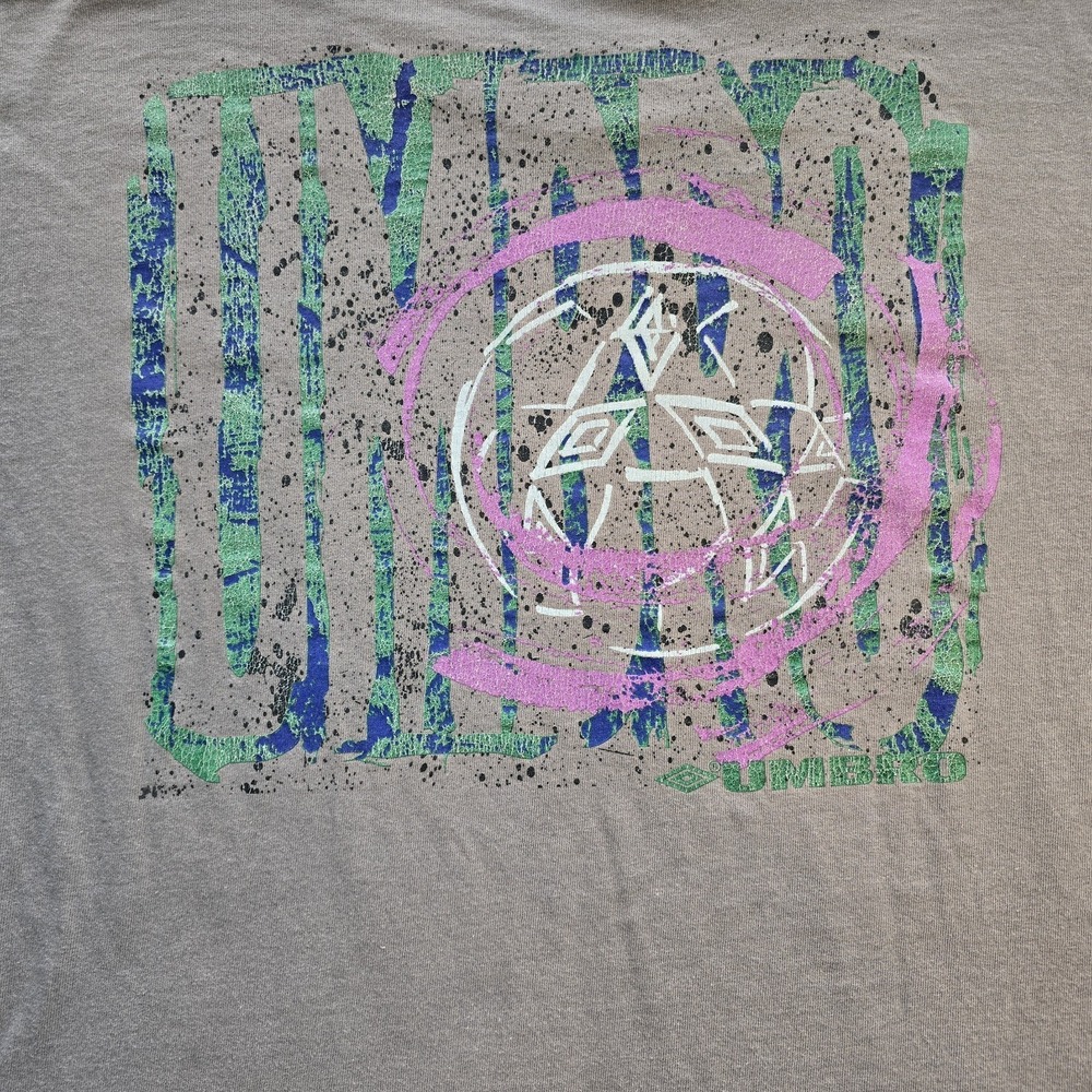 Vtg 90s UMBRO Global Psychedelic Soccer Art T-Shirt XL Made in USA Double Stitch - Picture 4 of 11